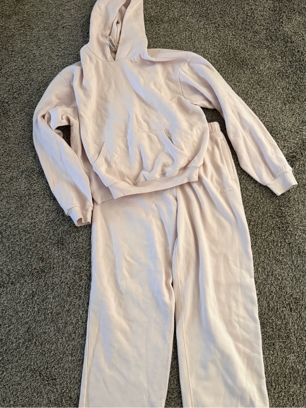 SKIMS Light Pink Hoodie & Sweatpants Pajama Set